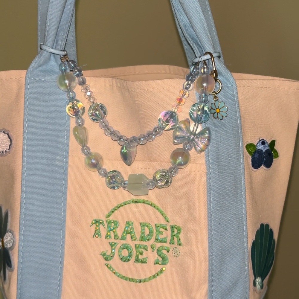 Trader Joe's blue customized Embroidered Tote Bag